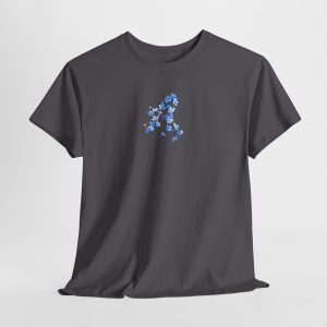 Ladies Floral Blue Half Sleeve T-Shirt — Minimal Cute Graphic Tee